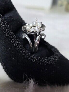 Sterling Silver Vintage Ring With Pearls Turkey Signature